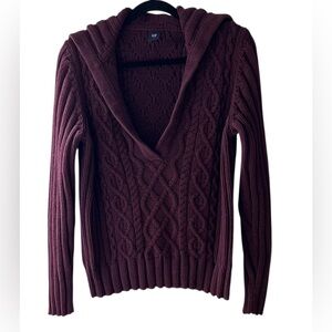 GAP Vintage Sweater Women’s Cable-knit Fisherman Preppy V Neck Y2K Size XL EUC